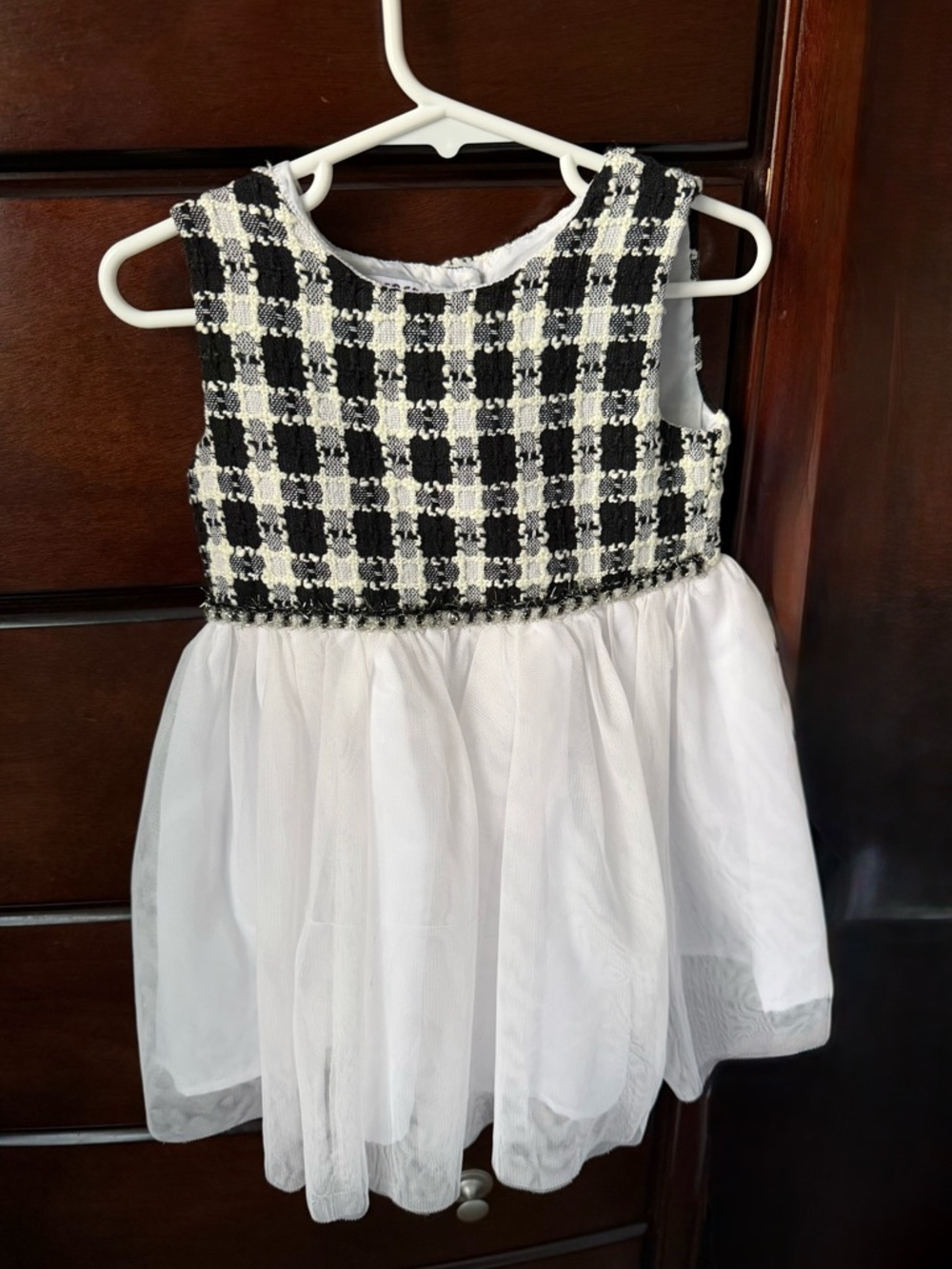 Blueberi Boulevard 3T Tweed Coat & Tutu Dress Set - Black White Plaid 2pc - Picture 2 of 5